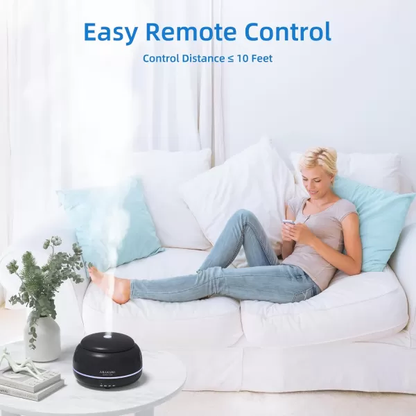 ASAKUKI Essential Oil Diffuser 300ML Aromatherapy Humidifier with 7Color Light Small Home Diffuser with Remote Control and 7 LED Color Ambiance Light  WhiteGblack