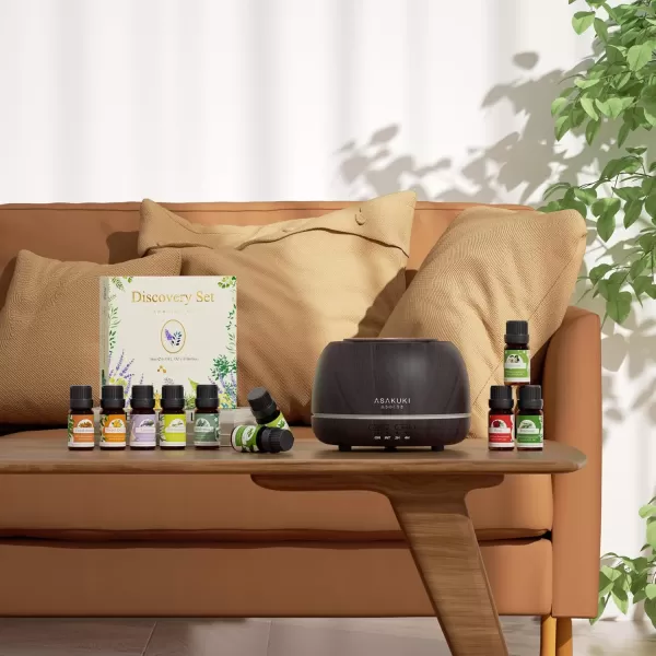 ASAKUKI Essential Oil Diffuser 300ML Aromatherapy Humidifier with 7Color Light Small Home Diffuser with Remote Control and 7 LED Color Ambiance Light  WhiteAwith Oil Black