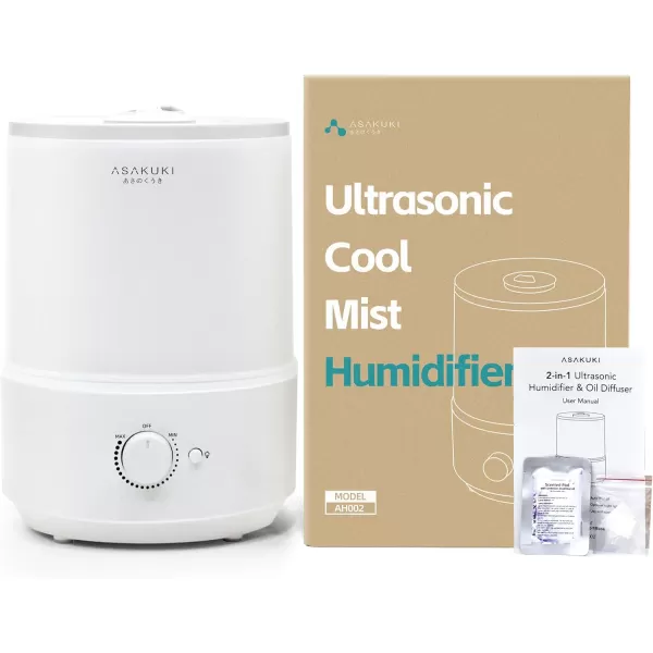 ASAKUKI Humidifiers for Bedroom 3L Top Fill Cool Mist Humidifiers for Baby Nursery ampamp Plants 3IN1 Quiet Air Humidifier Oil Diffuser ampamp Night Light for Large Room Home Auto Shutoff BPAFree 30HWhite