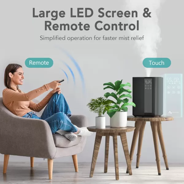 ASAKUKI Humidifiers for Bedroom Large Room 4L Cool Mist Top Fill Humidifier with LED Display ampamp Oil Diffuser Humidity Control Sleep Mode Ultrasonic Humidifier Quiet for Baby Kids Plants White5Liters Warm  Cool Mist