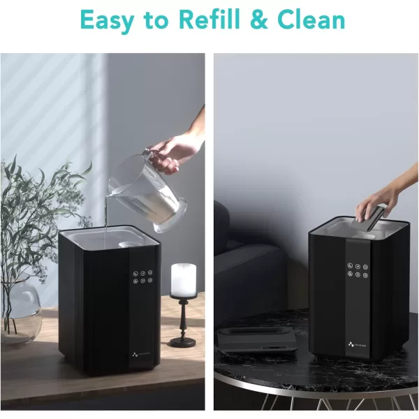 ASAKUKI Humidifiers for Bedroom Large Room 4L Cool Mist Top Fill Humidifier with LED Display ampamp Oil Diffuser Humidity Control Sleep Mode Ultrasonic Humidifier Quiet for Baby Kids Plants White5Liters Warm  Cool Mist