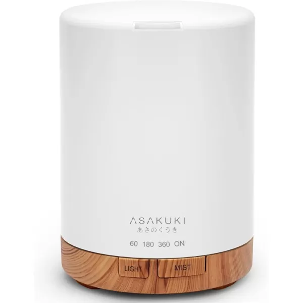 ASAKUKI 100ml Essential Oil Diffuser 5 in 1 Ultrasonic Aromatherapy Diffuser with Intermittent Timer 7 LED Lights and AutoOff Safety SwitchBrown