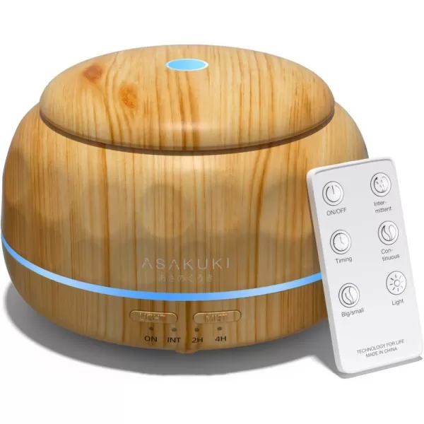 ASAKUKI Essential Oil Diffuser 300ML Aromatherapy Humidifier with 7Color Light Small Home Diffuser and Perfect for RelaxationBrown WoodBbrown