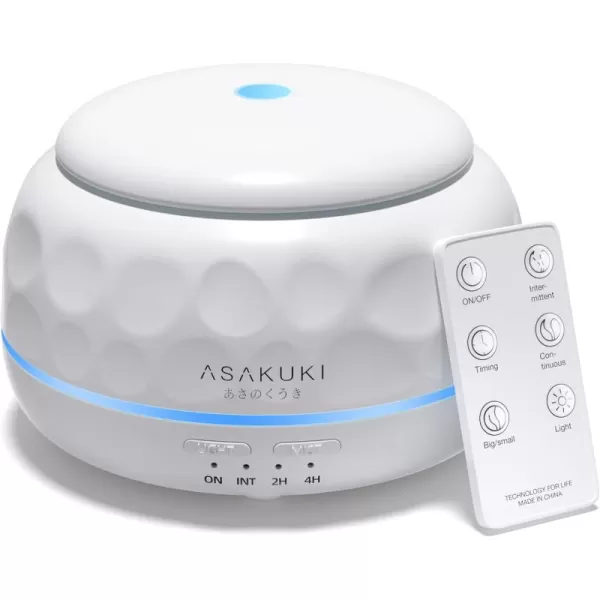 ASAKUKI Essential Oil Diffuser 300ML Aromatherapy Humidifier with 7Color Light Small Home Diffuser and Perfect for RelaxationBrown WoodDpure White