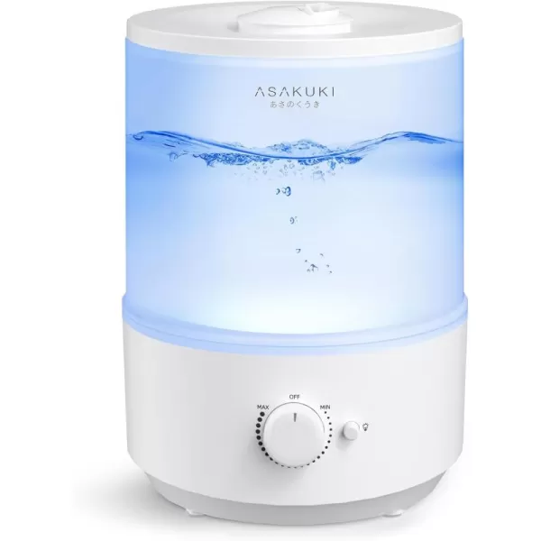 ASAKUKI Humidifiers for Bedroom 3L Top Fill Cool Mist Humidifiers for Baby Nursery ampamp Plants 3IN1 Quiet Air Humidifier Oil Diffuser ampamp Night Light for Large Room Home Auto Shutoff BPAFree 30HWhite