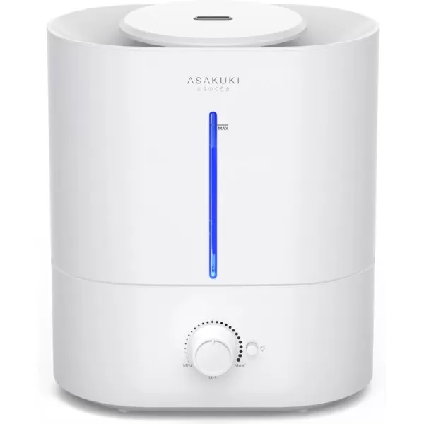 ASAKUKI Humidifiers for Bedroom Home 4L Top Fill Ultrasonic Cool Mist Humidifiers for Baby Nursery ampamp Plants Indoor Adjustable Humidity Control Auto Mode Quiet Sleep Mode Humidifier Tank CleanerWhite  Knob with blue light