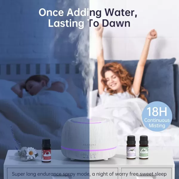 imageASAKUKI Premium Essential Oil Diffuser with 10 Oil Set ampampRemote Control 5 in 1 Ultrasonic Aromatherapy Fragrant Oil Humidifier Vaporizer Timer and AutoOff Safety SwitchWhite