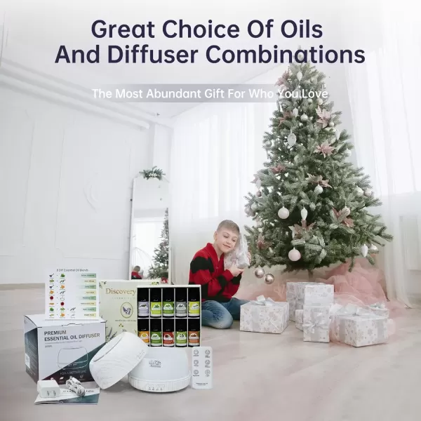 imageASAKUKI Premium Essential Oil Diffuser with 10 Oil Set ampampRemote Control 5 in 1 Ultrasonic Aromatherapy Fragrant Oil Humidifier Vaporizer Timer and AutoOff Safety SwitchWhite