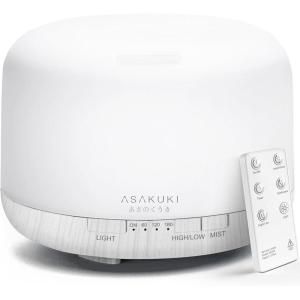 imageASAKUKI 500ml Essential Oil Diffuser Aromatherapy Fragrant Oil Humidifier Vaporizer 7Color Light and AutoOff Safety Switch ReddishBrownWhite