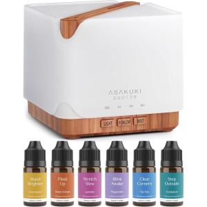imageASAKUKI Essential Oil Diffuser Multifunctional Ultrasonic Aromatherapy Fragrant Oil Vaporizer Humidifier with Timer AutoOff Safety Switch and 7 LED Light Colors 700 ml Brown WoodYellow