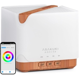 image:imageASAKUKI Essential Oil Diffuser for Home Smart WiFi 700 ml Humidifier Easy Connect with Alexa and Google Home Phone App amp Voice Control Customized Schedule Timers and LED Light  YellowLight Brown