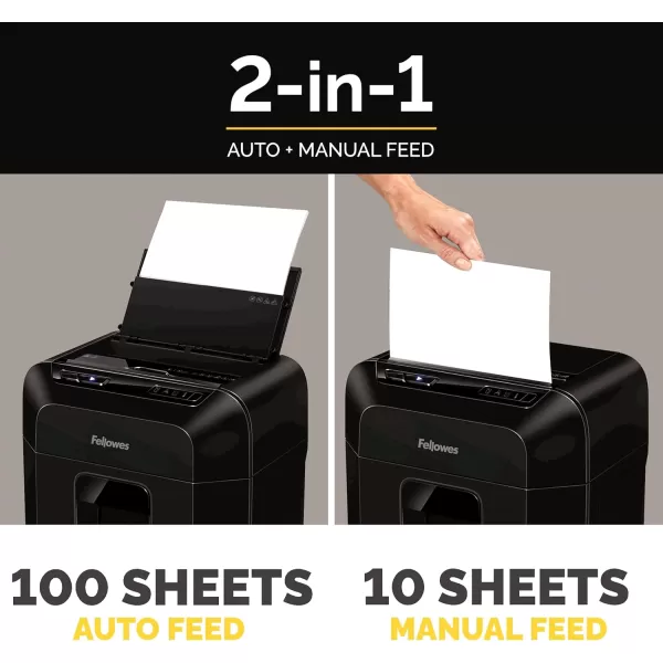 Fellowes AutoMax 100MA 100Sheet MicroCut Autofeed 2in1 Paper Shredder for OfficeSmall OfficeHeavy Duty