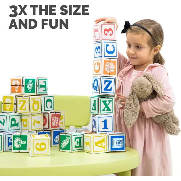 Bankers Box at Play Cardboard Building Blocks 40 Pack Large and Medium Montessori Toy Blocks for Kids and FamiliesABC123 Learning Blocks 50pk