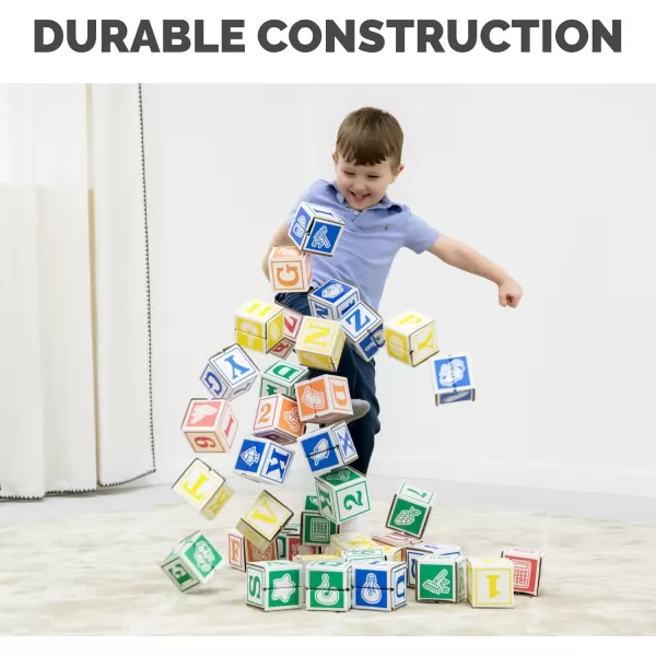 Bankers Box at Play Cardboard Building Blocks 40 Pack Large and Medium Montessori Toy Blocks for Kids and FamiliesABC123 Learning Blocks 50pk