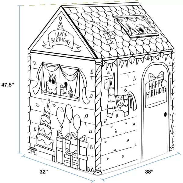 Bankers Box at Play Color in Birthday Playhouse Cardboard Playhouse and Life Size Craft Activity for Kids and FamiliesBirthday Playhouse