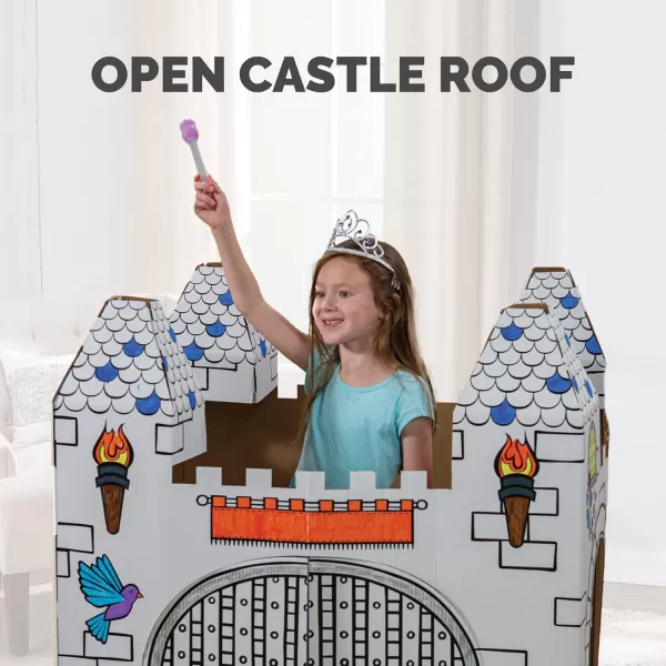 Bankers Box at Play Color in Castle Playhouse Cardboard Playhouse and Life Size Craft Activity for Kids and FamiliesCastle