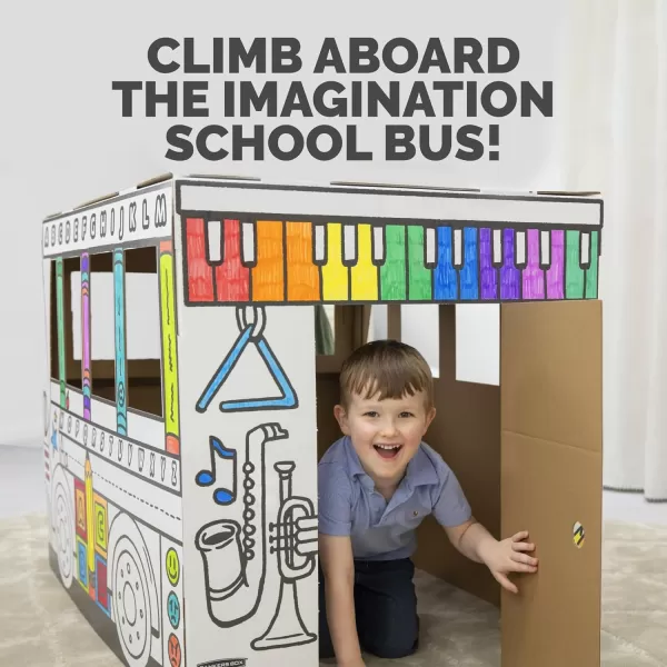 Bankers Box at Play School Bus Cardboard Playhouse and Craft Activity for KidsSchool Bus