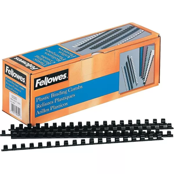 Fellowes 52326 Plastic Binding Combs  Round Back 12 Inches 90 sheets Black 100 Pack38 100Pk