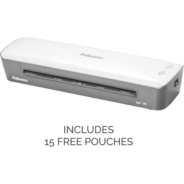 Fellowes Ion 95 Thermal Laminator for Home School or Office with 15 Pouch Starter Kit Easy to Use Quick WarmUp JamFree 5247201