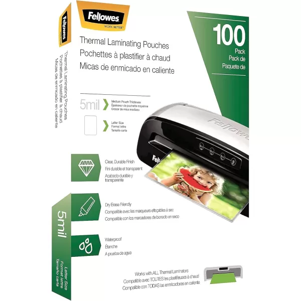 Fellowes Thermal Laminating Pouches Letter Size Sheets 3mil 300 Pack Clear 52471015mil  100 Pack