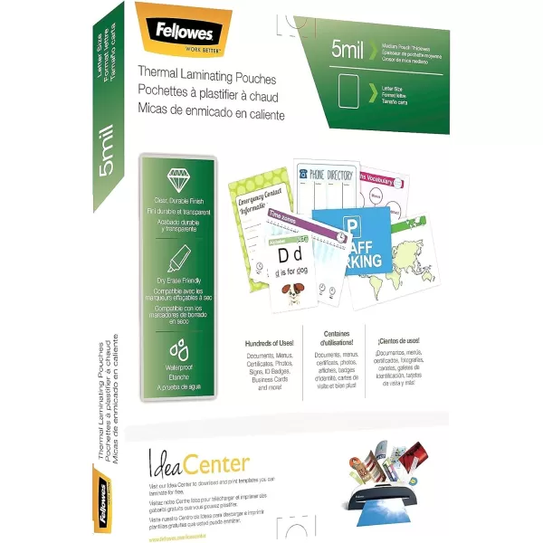 Fellowes Thermal Laminating Pouches Letter Size Sheets 3mil 300 Pack Clear 52471015mil  100 Pack