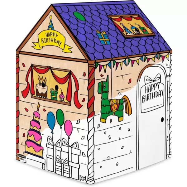 Bankers Box at Play Color in Birthday Playhouse Cardboard Playhouse and Life Size Craft Activity for Kids and FamiliesBirthday Playhouse