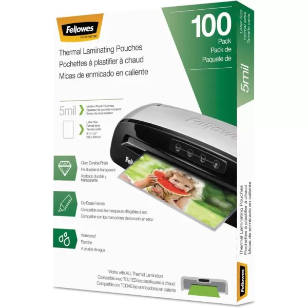 Fellowes Thermal Laminating Pouches Letter Size Sheets 3mil 300 Pack Clear 52471015mil  100 Pack