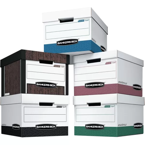 Bankers Box 12 Pack RKIVE HeavyDuty File Storage Boxes FastFold LiftOff Lid Letter WhiteBlack