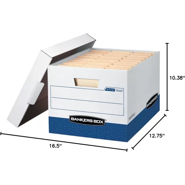 Bankers Box 20 Pack RKIVE HeavyDuty File Storage Boxes FastFold LiftOff Lid Letter WhiteBlue20Pack