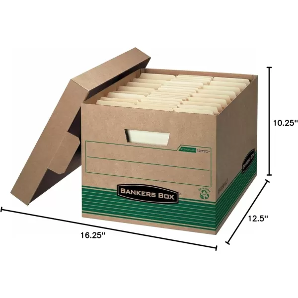 Bankers Box 20 Pack STORFILE MediumDuty 100 Recycled File Storage Boxes FastFold LiftOff Lid LetterLegal KraftGreen12Pack