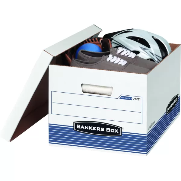 Bankers Box 30 Pack STORFILE MediumDuty File Storage Boxes FastFold LiftOff Lid LetterLegal WhiteBlue30Pack