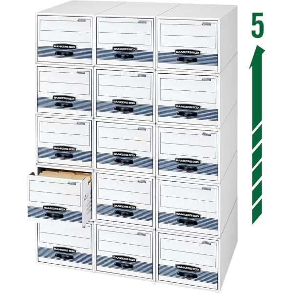 Bankers Box 6 Pack STORDRAWER STEEL PLUS Extra Space Saving Filing Cabinet Stacks 5 High Letter WhiteBlueLegal