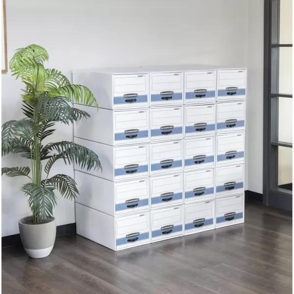 Bankers Box 6 Pack STORDRAWER STEEL PLUS Extra Space Saving Filing Cabinet Stacks 5 High Letter WhiteBlueLegal