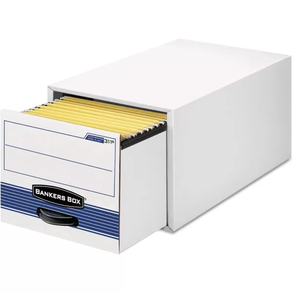 Bankers Box 6 Pack STORDRAWER STEEL PLUS Extra Space Saving Filing Cabinet Stacks 5 High Letter WhiteBlueLetter