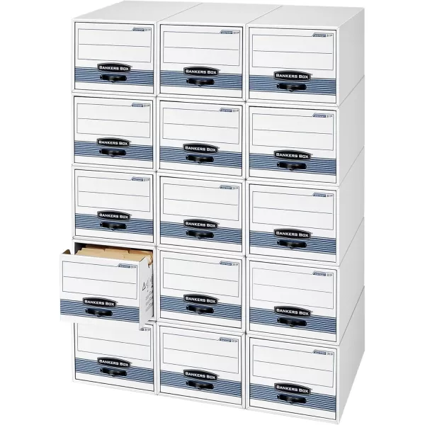 Bankers Box 6 Pack STORDRAWER STEEL PLUS Extra Space Saving Filing Cabinet Stacks 5 High Letter WhiteBlueLetter