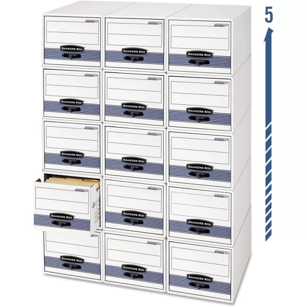 Bankers Box 6 Pack STORDRAWER STEEL PLUS Extra Space Saving Filing Cabinet Stacks 5 High Letter WhiteBlueLetter