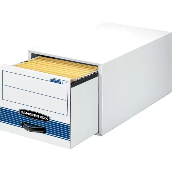 Bankers Box 6 Pack STORDRAWER STEEL PLUS Extra Space Saving Filing Cabinet Stacks 5 High Letter WhiteBlueLetter