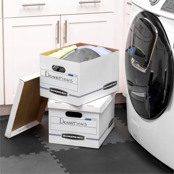 Bankers Box 6 Pack STORFILE Basic Duty File Storage Boxes Standard Assembly Liftoff Lid LetterLegal WhiteBlue12 pack