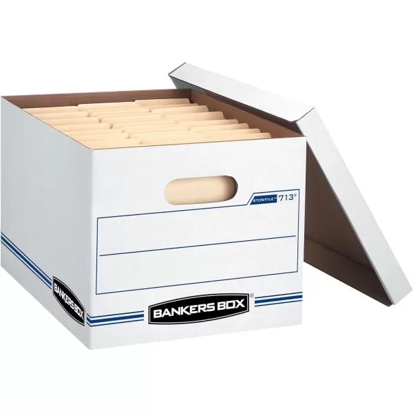 Bankers Box 6 Pack STORFILE Basic Duty File Storage Boxes Standard Assembly Liftoff Lid LetterLegal WhiteBlue12 pack
