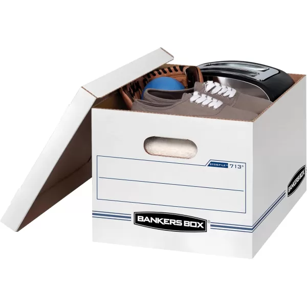 Bankers Box 6 Pack STORFILE Basic Duty File Storage Boxes Standard Assembly Liftoff Lid LetterLegal WhiteBlue12 pack