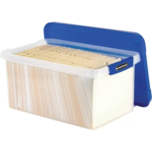 Bankers Box Heavy Duty Portable Plastic File Box with Hanging Rails Letter 1 Pack 0086304Letter