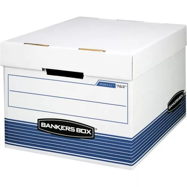 Bankers Box 30 Pack STORFILE MediumDuty File Storage Boxes FastFold LiftOff Lid LetterLegal WhiteBlue30Pack