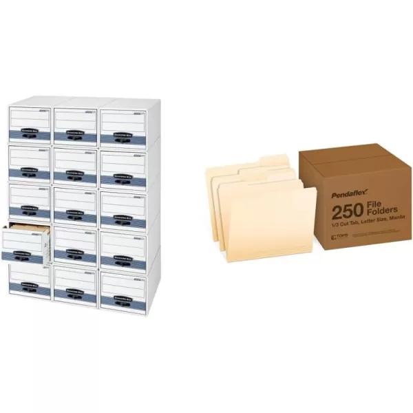 Bankers Box 6 Pack STORDRAWER STEEL PLUS Extra Space Saving Filing Cabinet Stacks 5 High Letter WhiteBlueLetter