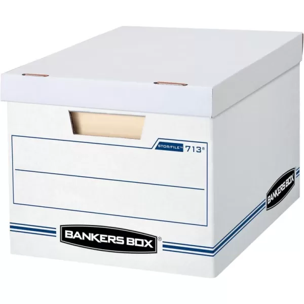 Bankers Box 6 Pack STORFILE Basic Duty File Storage Boxes Standard Assembly Liftoff Lid LetterLegal WhiteBlue6 pack