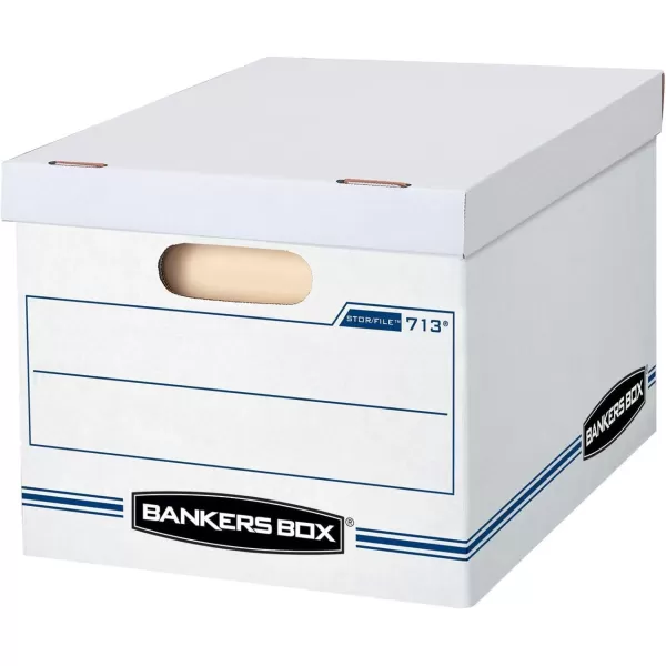 Bankers Box 12 Pack STORFILE MediumDuty File Storage Boxes FastFold String and Button Legal WhiteBlue12Pack