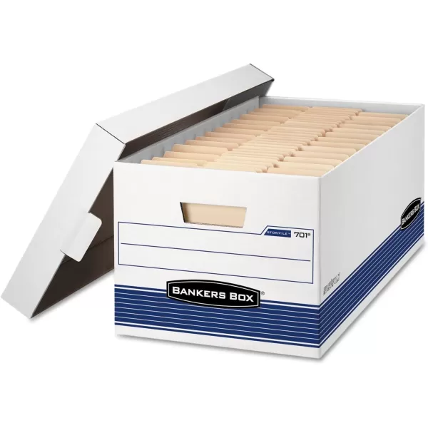 Bankers Box 20 Pack STORFILE MediumDuty File Storage Boxes FastFold LiftOff Lid Letter WhiteBlue12Pack