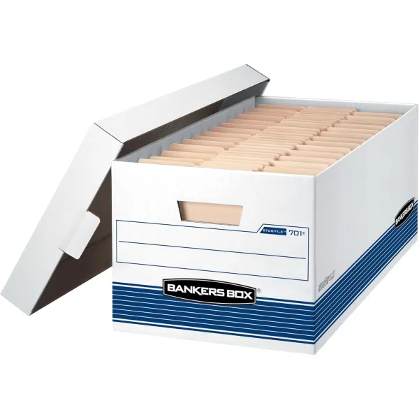 Bankers Box 20 Pack STORFILE MediumDuty File Storage Boxes FastFold LiftOff Lid Letter WhiteBlue12Pack