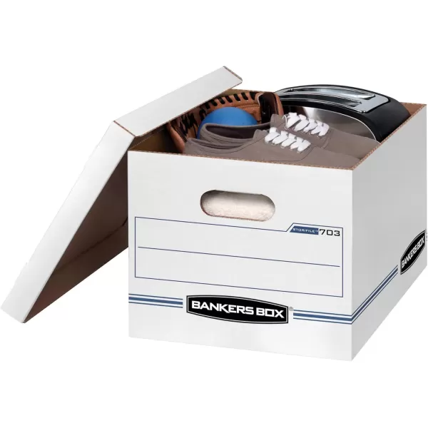 Bankers Box 20 Pack STORFILE MediumDuty File Storage Boxes FastFold LiftOff Lid Letter WhiteBlue12Pack