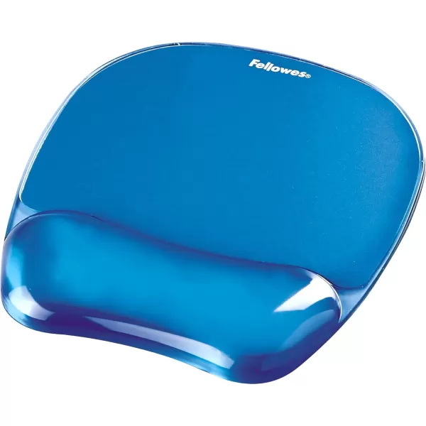 Fellowes 9114120 Gel Crystal MousepadWrist Rest Blue 91141Blue