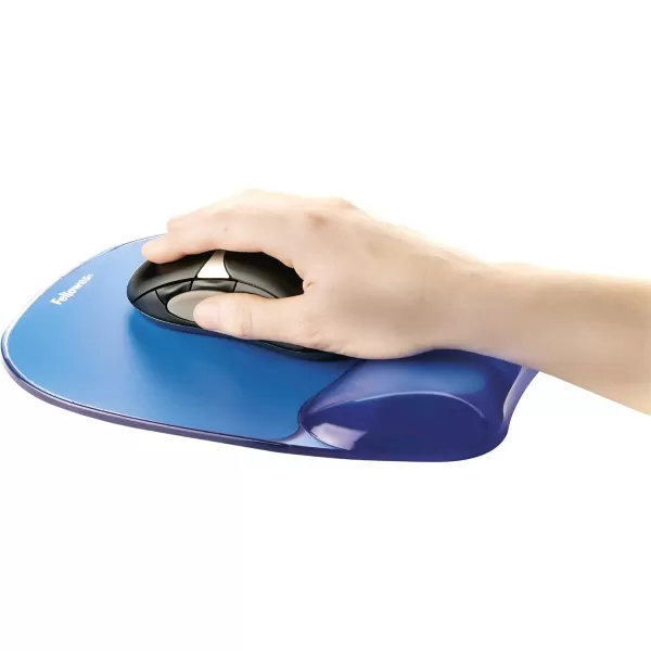 Fellowes 9114120 Gel Crystal MousepadWrist Rest Blue 91141Blue